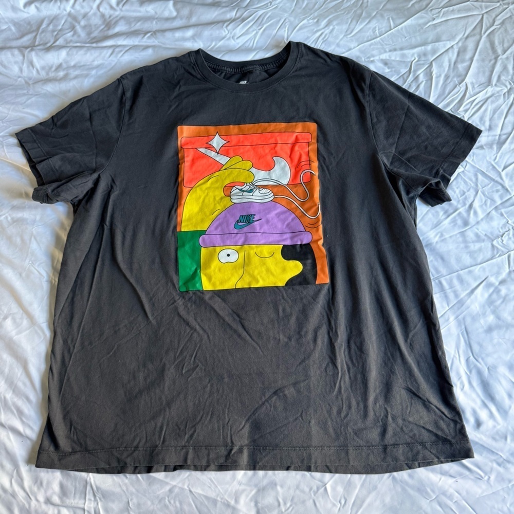 Nike Graphic T-Shirt XXL Abstract Art Cartoon Logo Black Streetwear Tee